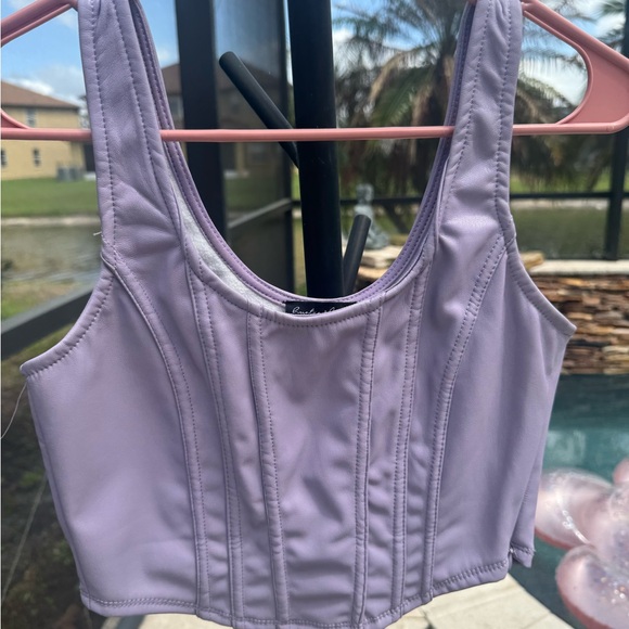 Hunter & Brown Tops - Lilac Corset-Style Tank Top - Women